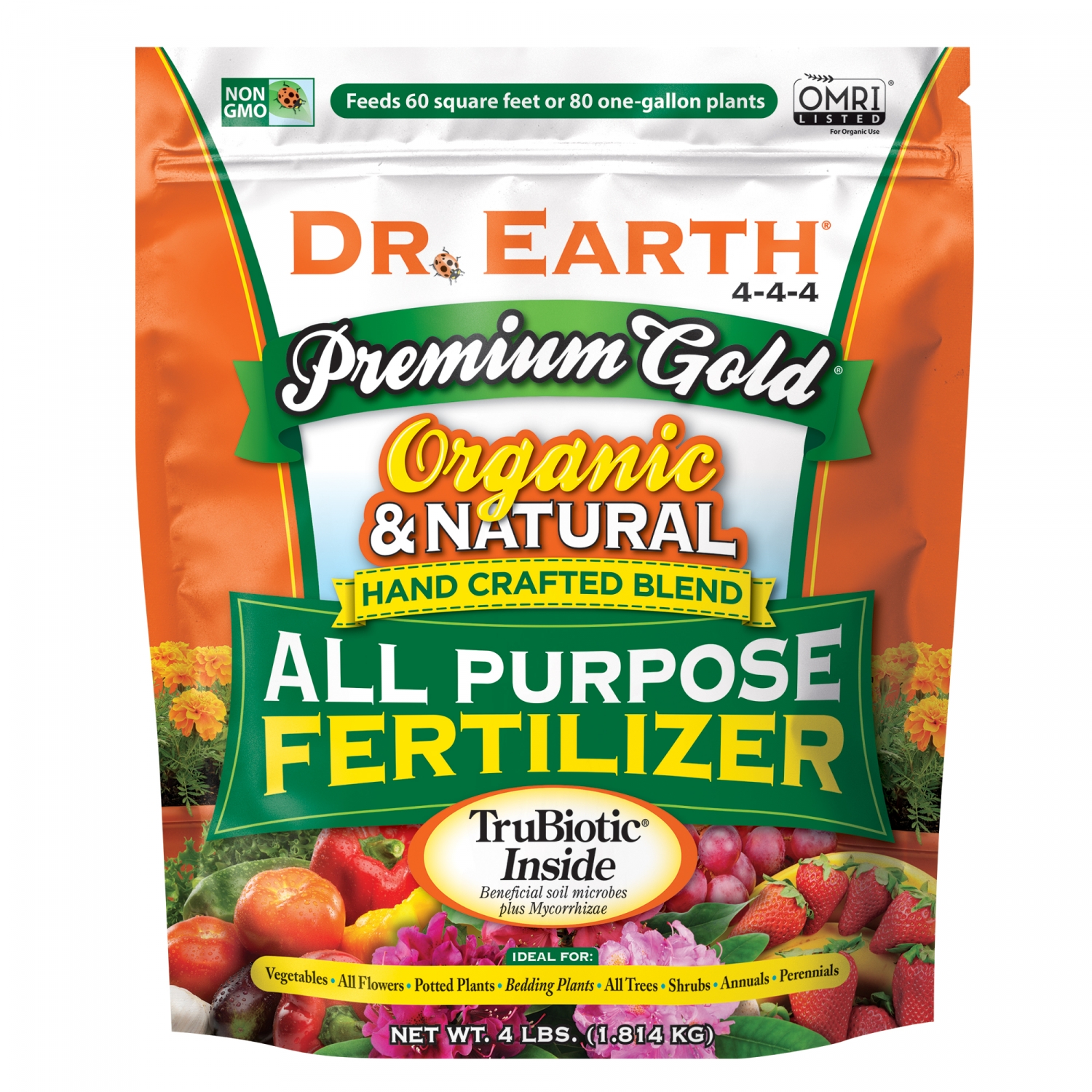 Premium Gold All Purpose Fertilizer 4-4-4 / Dr. Earth nutrient info